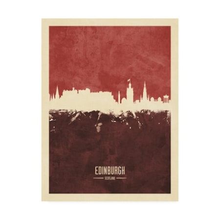 Michael Tompsett 'Edinburgh Scotland Skyline Red III' Canvas Art,24x32